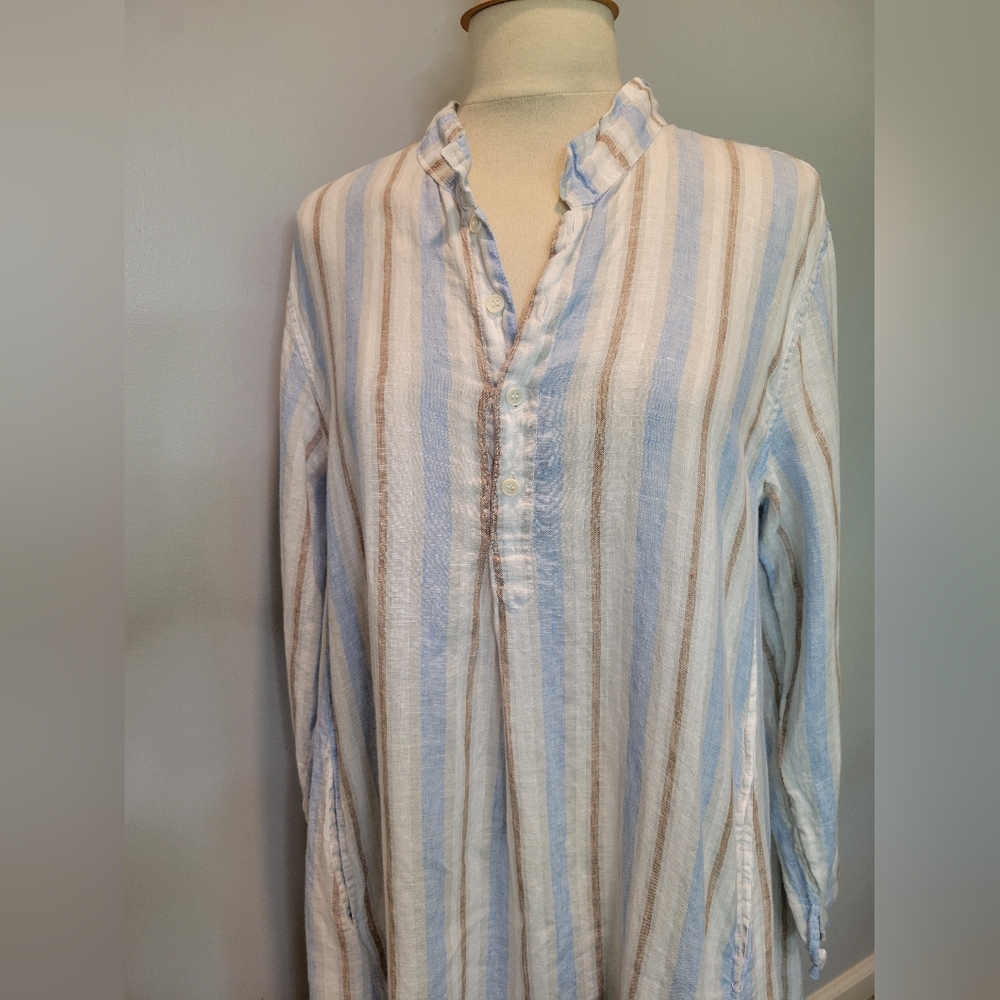 CP Shades Jasmin Cotton Striped Tunic Shirt Dress SZ L - Picture 6 of 10